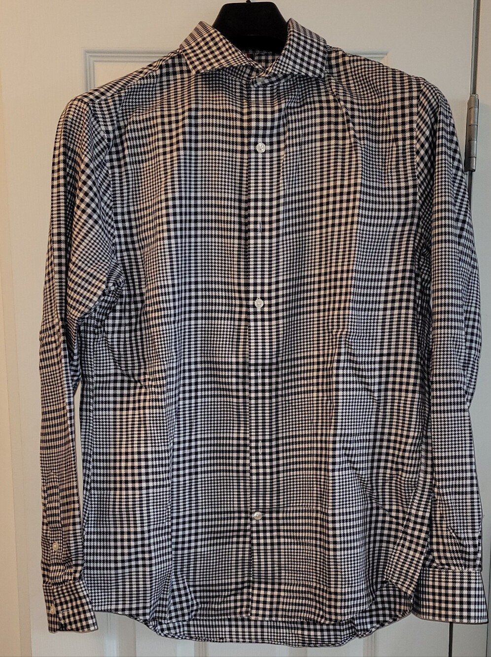 NAVY & WHITE Tommy Hilfiger Men's Check 16 34/35 Button-Down Shirt